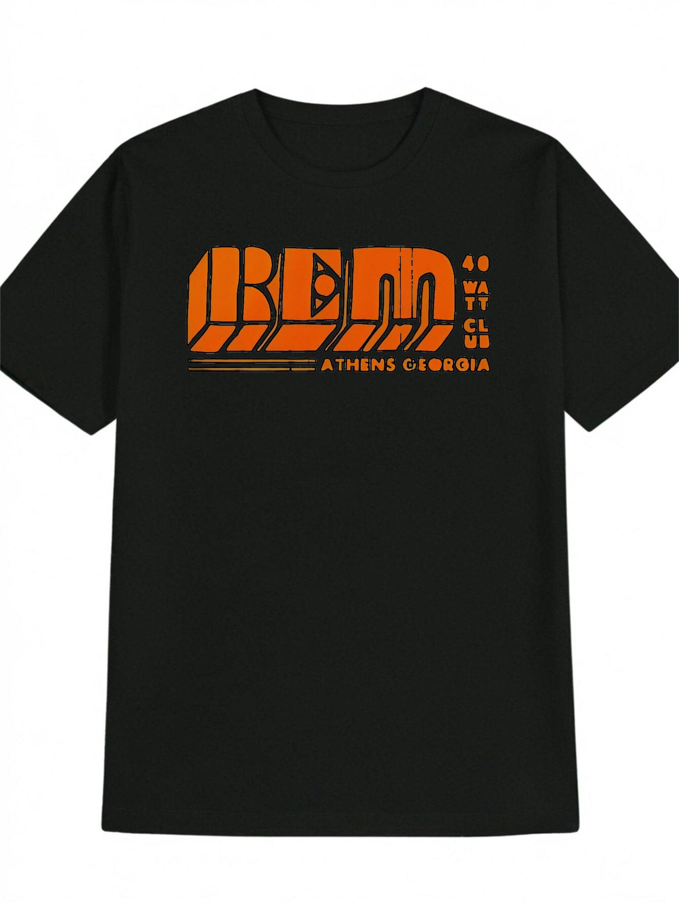REM40 WATT CLUB Casual Crew Neck T-shirt - Stylish Summer Tee with Bold  REM40 WATT CLUB  Print XXXXL