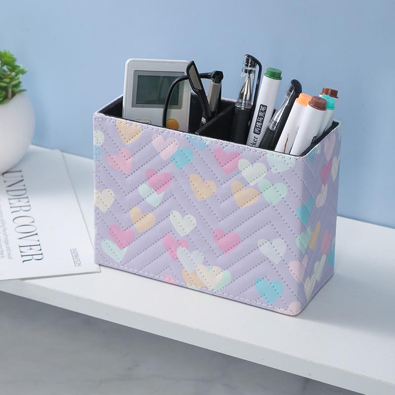 Multifunctional Leather Organizer Box for Pens, Remotes, Office & Makeup Supplies