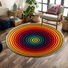 Vibrant Multicolor Concentric Circle Design Print Round Rug, Living Room, Bedroom, Playroom Carpet, Non Slip Floor Mat, Gift