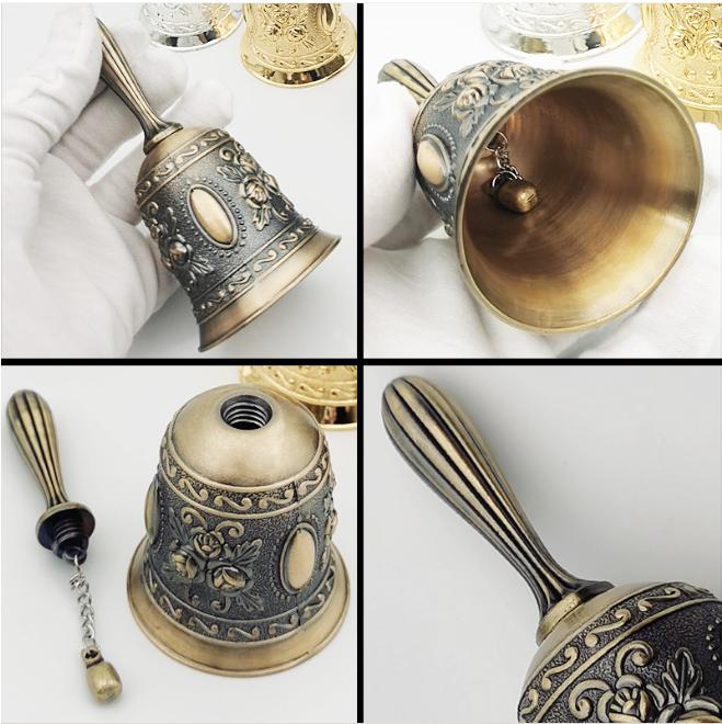 Vintage Copper Bell Ringing Metal Ringing Accessories Hand Cranked Bell 2pc