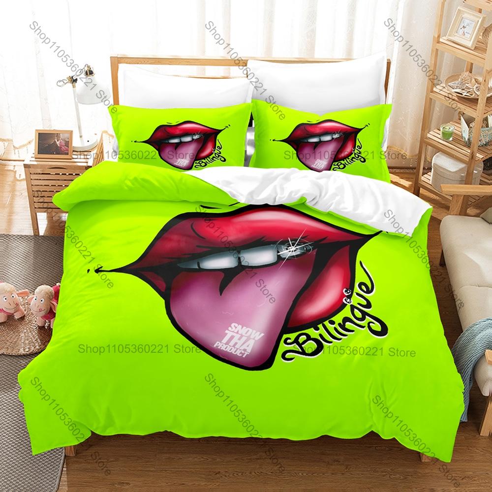 Snow Tha Product Printed Bedding Set, Duvet Cover plus 2 Pillowcases, Famous Female Rapper Style Soft Microfiber Textiles