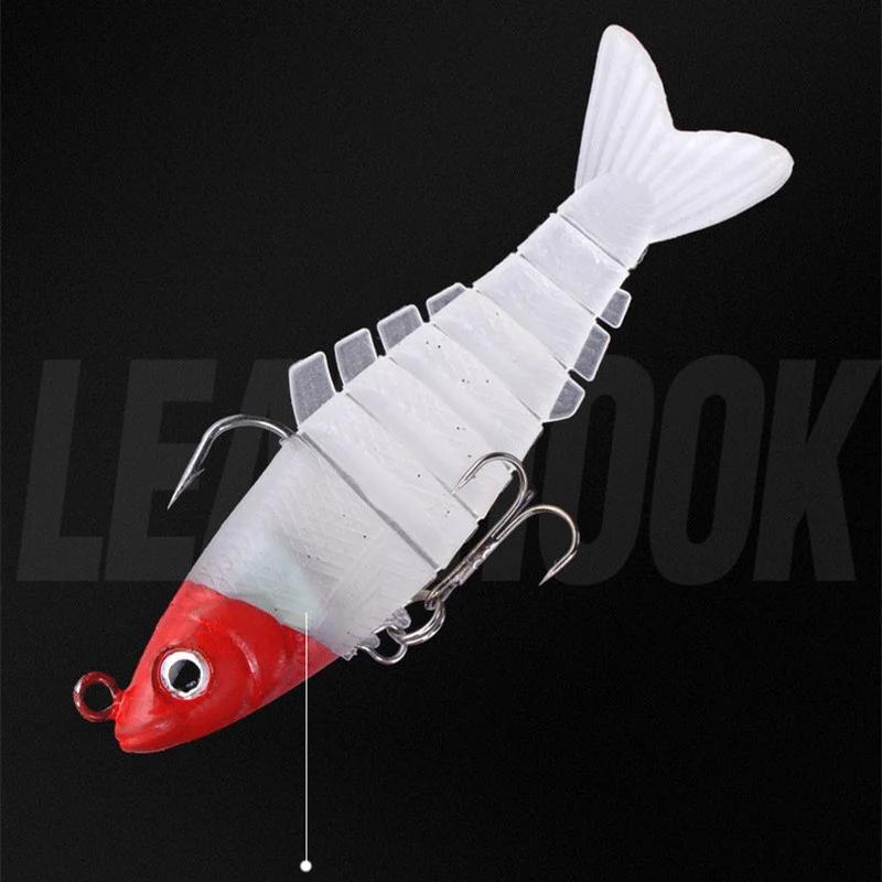 Artificial Lifelike Popper Soft Swimbait 8 Segmented Fishing Lures Lead Head Soft Fishing Lure Custom 3.54in soft Bait Lure