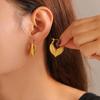 18k Gold PVD Titanium Leaf Patchwork Heart Stud Earrings