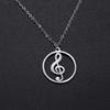 Cazador 2026 Trend Hollow Music Note Pendant Necklace for Women Round Love Neck Chain Stainless Steel Jewelry Birthday Gift