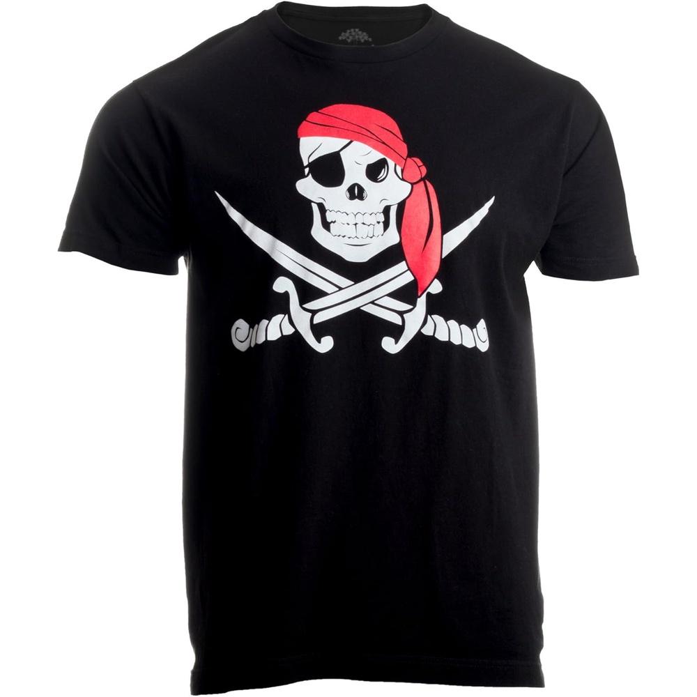 Jolly Roger Pirate Flag | Skull & Crossbones Buccaneer Costume Unisex T-Shirt L чёрный