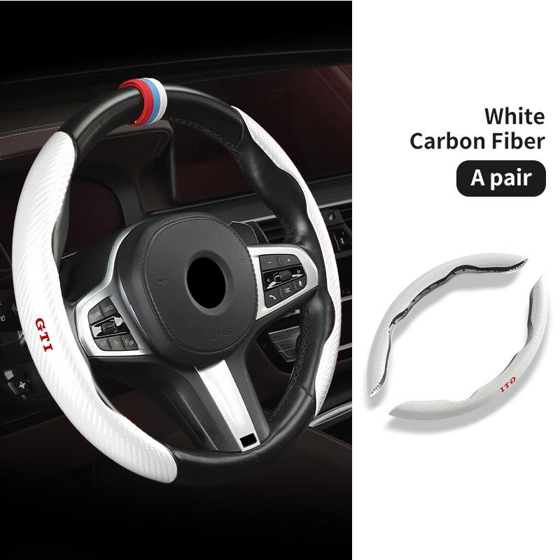 RSQ1 Valve Stems Caps For Volkswagen VW Carbon Fiber Steering Wheel Trim Non Slip Durable Split Wheel Protector Passat B5 B5.5 2000-
