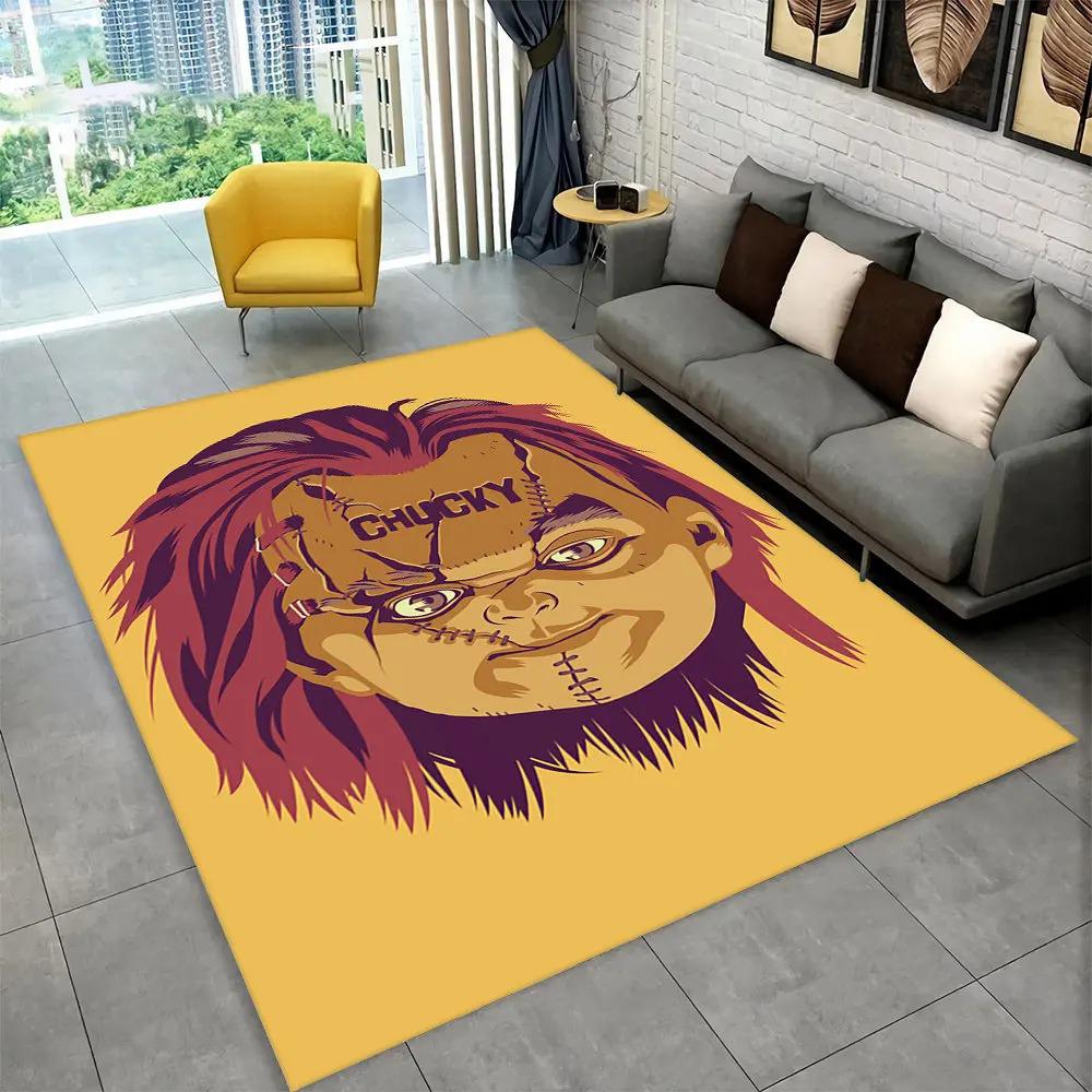 Postava z hororového filmu Chucky Saw Cartoon Area Koberec, Koberec Koberec do obývacího pokoje Ložnice Pohovka Rohožka Dekorace Protiskluzová podložka na podlahu