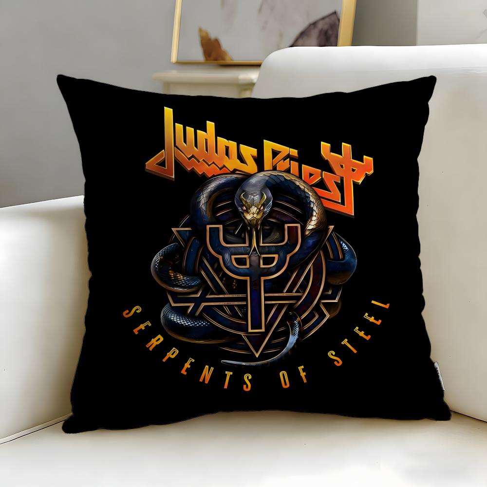 Classic Band Judas Priest Cushion Cover Soft  EasyWash Pillow Case  Versatile for Couch Bed Travel and Office