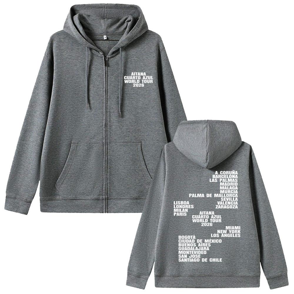 Singer Aitana World Tour Merch Zipper Hoodie Fans Gift Men Women Fashion Vintage Oversized Zip Up Jacket Coat