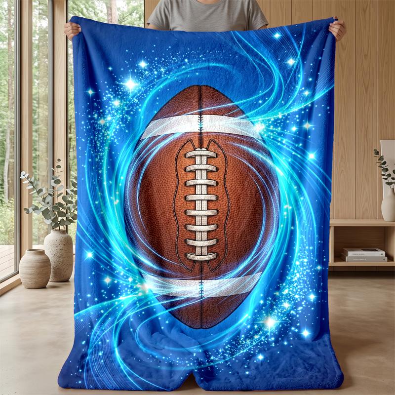 American Football in Stadium blanket Personalized Name Flannel Blanket Soft Cozy Plush Throw for Sofa Bed Lightweight Home Decor