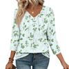 Women's Casual Tops V Neck Pull Stripe Prints Seven Sleeve Tops