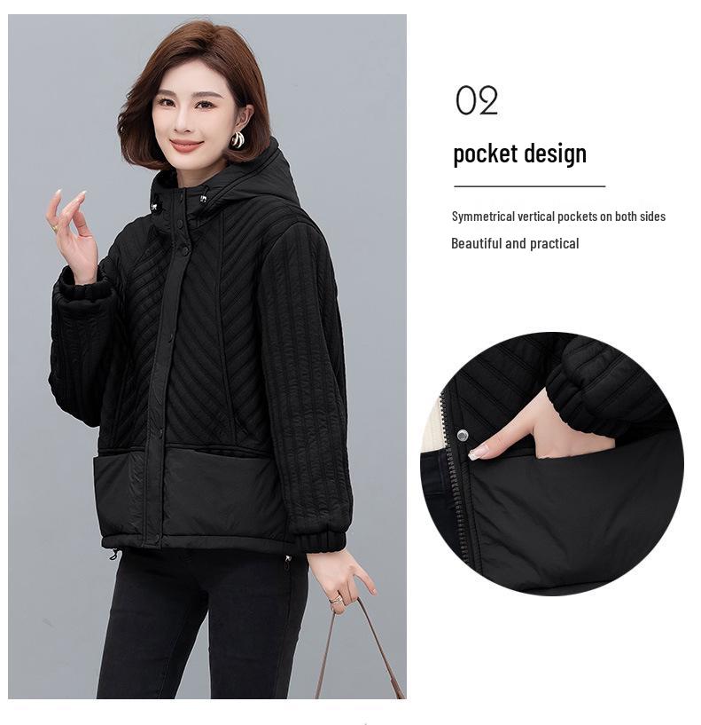 Women's 2024 Winter Hooded Cotton Jacket - Loose, Plus-Size, Thickened Casual Coat for Middle-Aged Moms