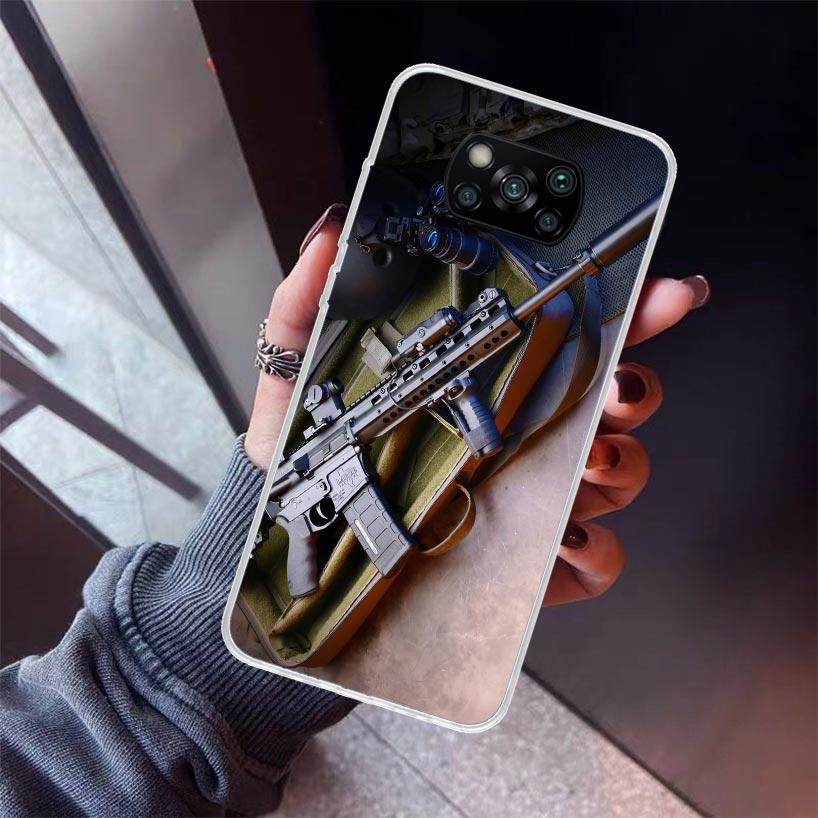 Gun Bullets AK47 Handgun Phone Case For Xiaomi Poco X7 X6 X5 Pro F7 Ultra Redmi 15C 15 13 13C 12 12C 10 10A 10C 9 9A 9C 9T Shell