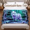 Wolf Theme Soft Blanket Personalized Custom Name Text Print Warm Blanket Home Sofa Bedroom Decor