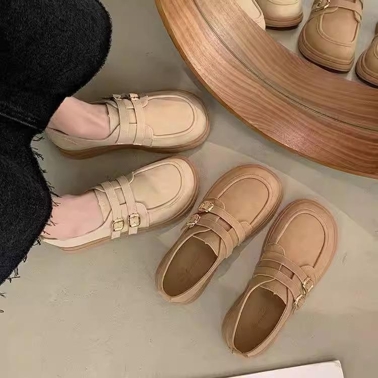 2025 Maillard style small leather shoes women's casual single shoes spring new versatile single shoes platform lazy one pedal