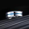 Fashion 8mm Blue Groove Stainless Steel Rings For Men Silver Color Brushed Men Rings Wedding Band  Wholesale
