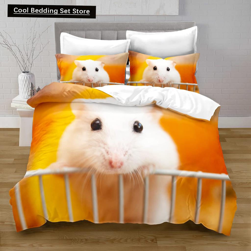 Hamster Duvet Cover King Queen Size Family Pet Guinea Pig Bedding Set for Kids Boys Girls Lovely Mini Animal 2/3pcs Quilt Cover