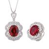 Autumn And Winter Jewelry Copper Bottom Gold-Plated Simulation Red Corundum Sapphire Blue Spinel High-End Suit Women 12 * 14