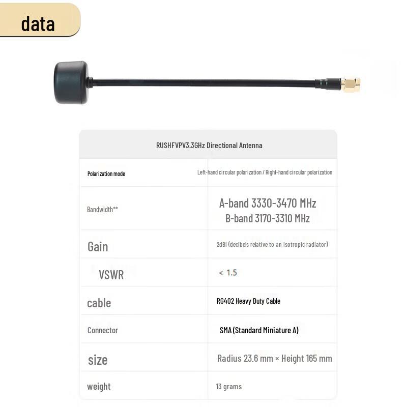 RUSHFPV 3.3G Lollipop SMA FPV Drone Circular Polarized Antenna