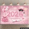 Arazzo Rosa Onirico per Laurea Sfondo con Numero Scintillante da Appendere alla Parete Decorazione per Feste Indoor Outdoor