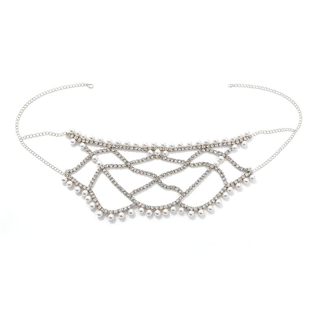Makeup Party Mesh Pearl Mask, European and American Fashion Exaggerated Nightclub Party Rhinestone Mask