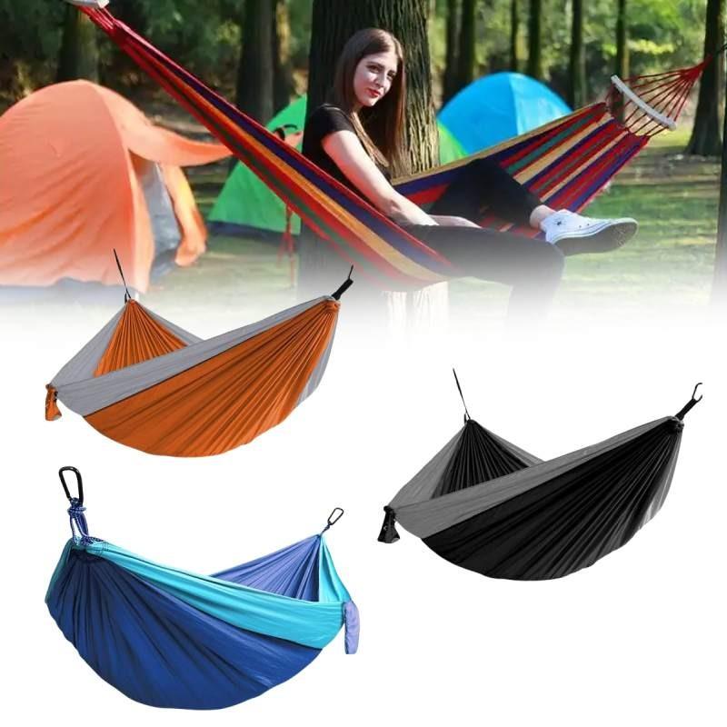 Double Nylon Hammock With Parachute Fabric For Outdoor Camping And Portable Use