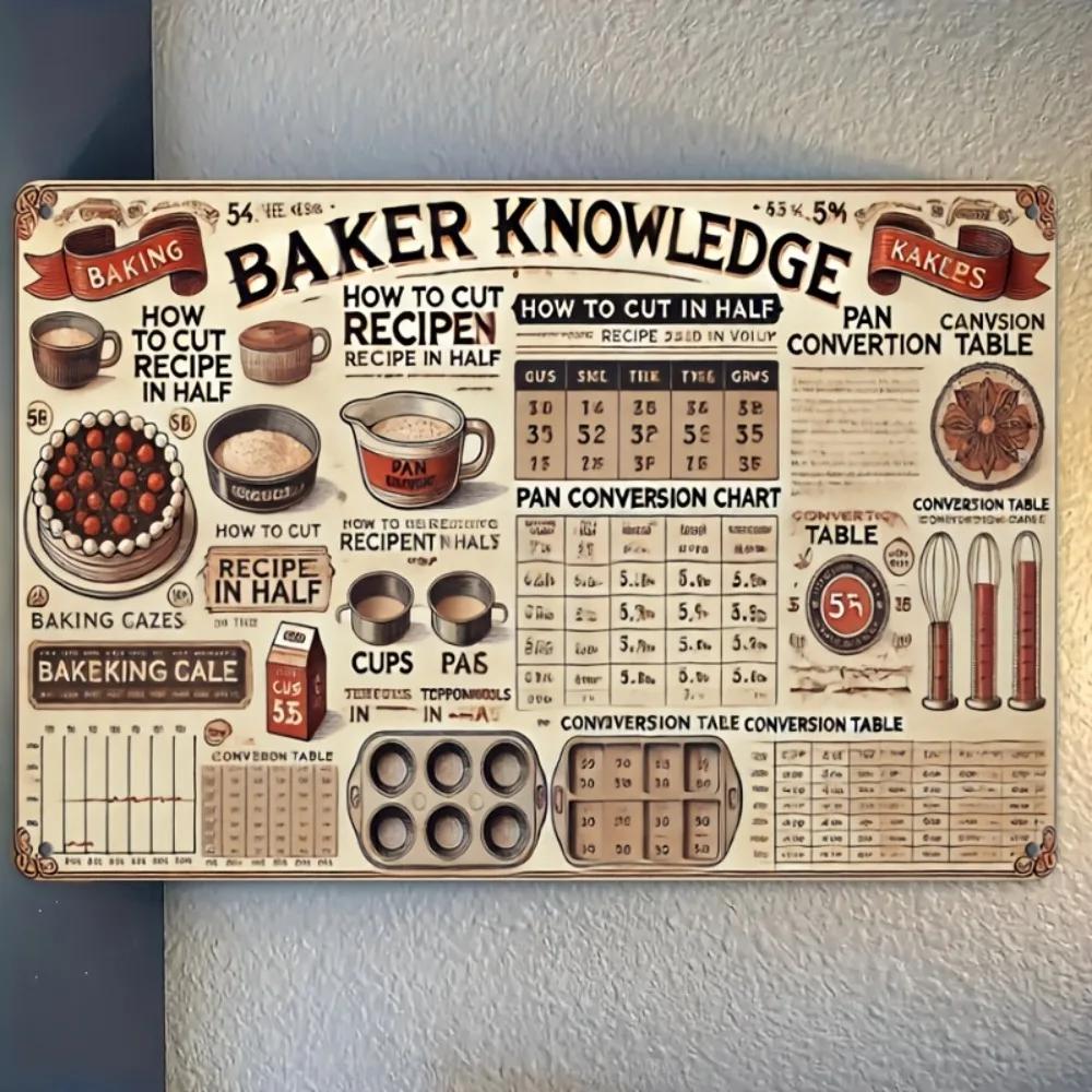 

Vintage Baking Tips Metal Tin Sign Inch Kitchen Wall Decor Conversion Chart Retro Cafe Bar Art 20x30cm（7.8x11.8inch）