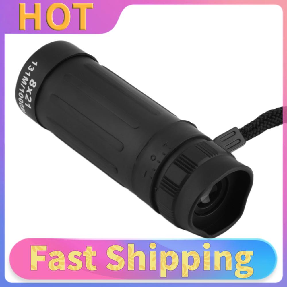 8x21 Professional Telescope Rubber Housing Mini HD Monocular Multicoat Eyepiece with Rope Cleaning Cloth for Outdoor Activities