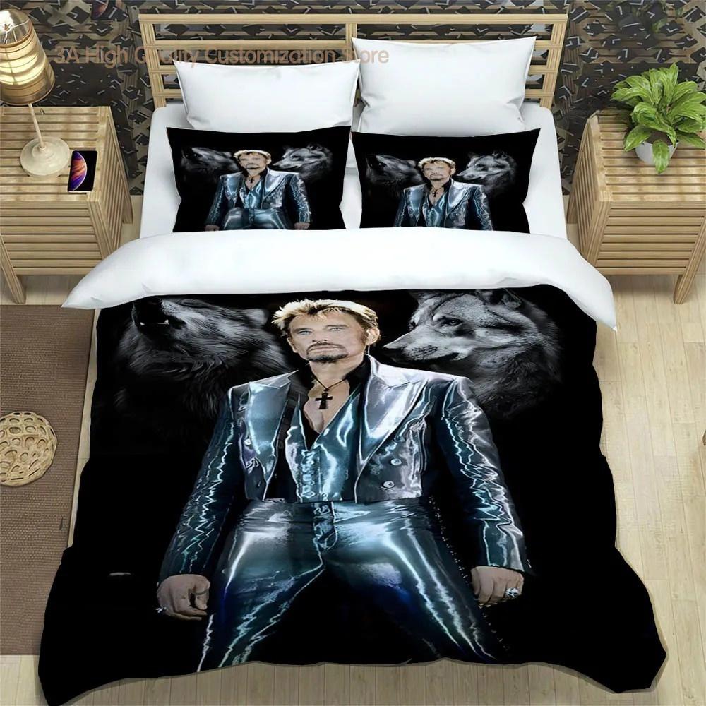 Rockstjärnan Johnny Hallyday Sängkläder utsökt sängkläder set påslakan sängtäcke set sängkläder set lyxig födelsedagspresent