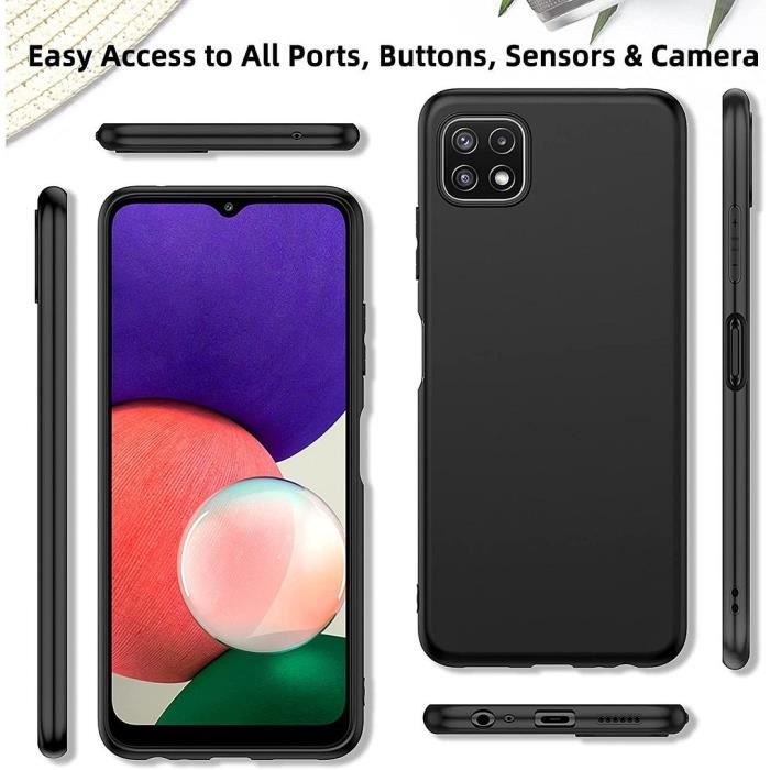 Protective Case for Samsung Galaxy A22 5G - PROSHOP - Black Silicone - Shockproof - Precise Cutout