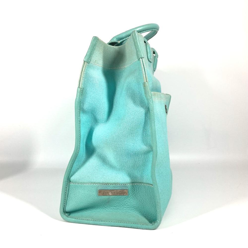 TIFFANY&Co. Hand Bag Jitney 2WAY Bag Shoulder Bag Crossbody Tote Bag Canvas blue
