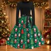 Women's Casual Fashion Christmas Print Round Neck Vintage Dress for Holiday Parties