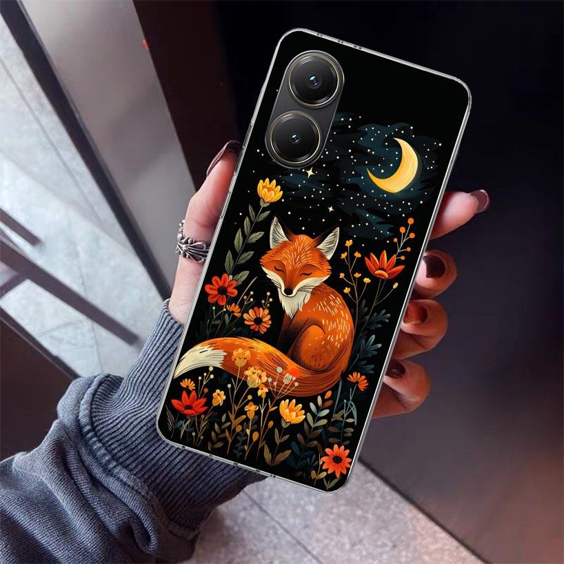 Animal Fox Phone Case For Xiaomi Poco X5 X6 X7 Pro F7 Ultra M7 Redmi 15C 15 13C 13 12C 12 10 10C 10A 9 9C 9T 9A Cover Poco X3 X5
