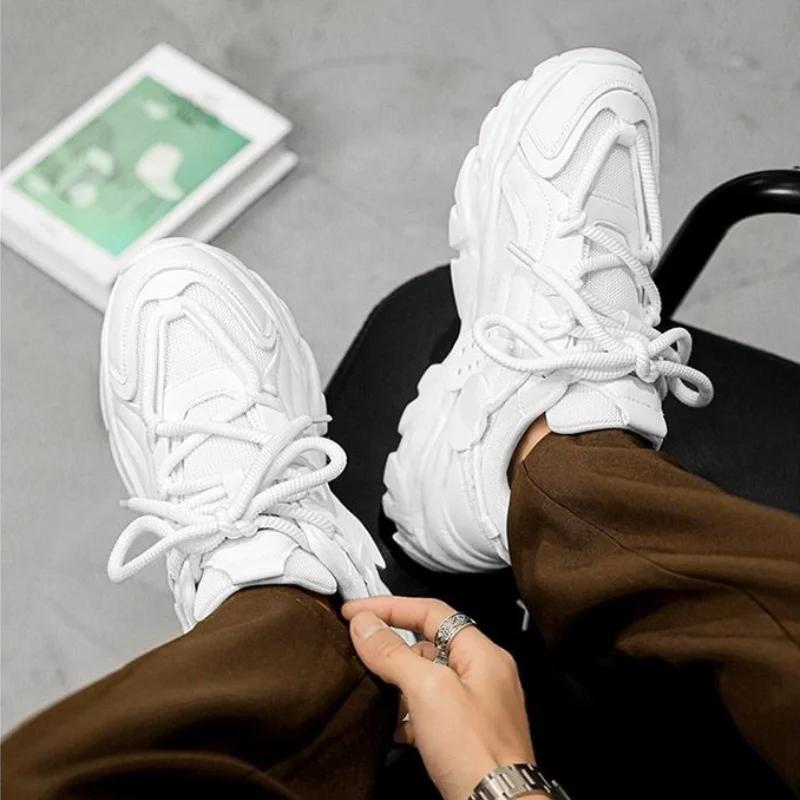 Mode Herren Chunky Sneaker Dicke Sohle Schnürschuhe Atmungsaktive Vulkanisierte Schuhe Herren Herbst Laufschuhe Sportschuhe Herren Lässige Rutschfeste Schuhe