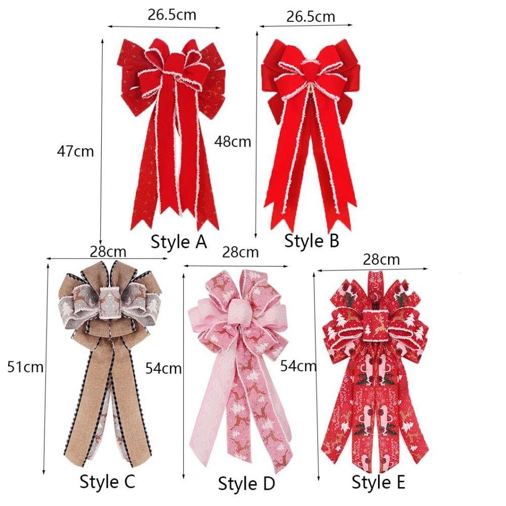 Large Size Christmas Tree Bowknot Double Layer Present Ribbon Knot Christmas Wreath Bow  Wedding
