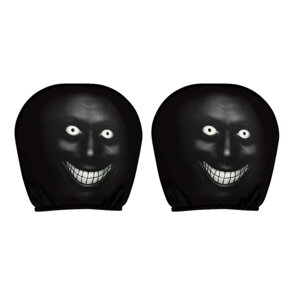2Pcs Universal Car Headrest Covers Halloween Horror Face Printing Design Breathable Elastic Car Seat Headrest Cover Dustproof