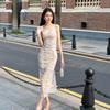 French Pure Desire Wind Split Suspender Dress Summer New Beautiful Seaside Vacation Mesh Dress Women