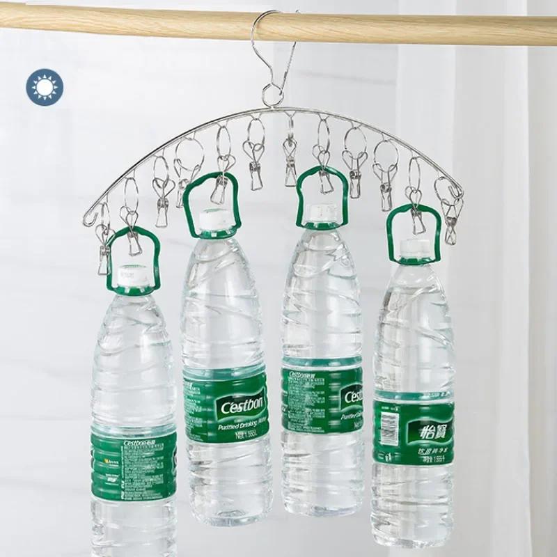 20Pegs Stainless Steel Clothes Drying Hanger Windproof Clothing Rack Clips Sock Laundry Airer Hanger Underwear Socks Holder