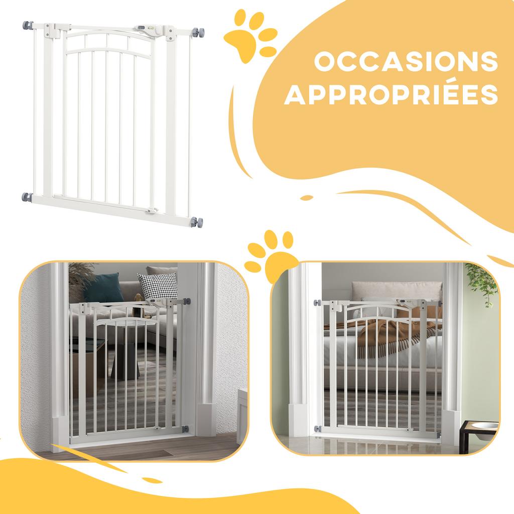 Pressure Fit Stair Gate, Dog Gate W/ Auto Closing Door, for Small, Medium Dog, Easy Installation, for 74-80cm Opening