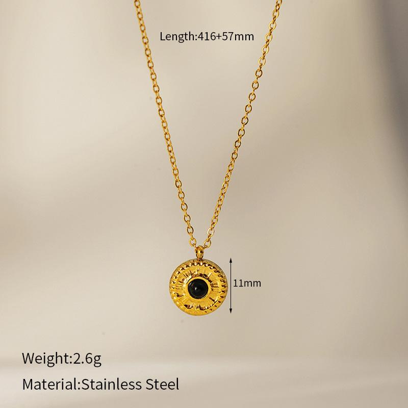 French Vintage Sunflower Natural Stone Pendant Necklace For Women Fashion Minimalist O-Link Chain Gold Collarbone Chain