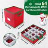 A34R Christmas Ornament Storage Box Foldable Holds Up To 64 Decorations Balls Holiday Case With Lid