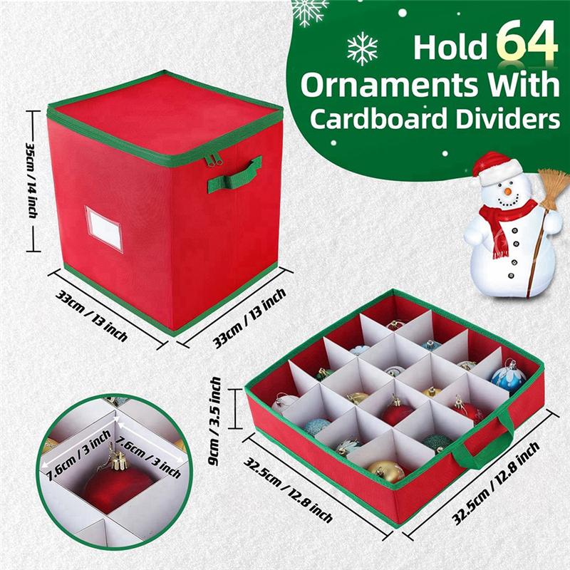 A34R Christmas Ornament Storage Box Foldable Holds Up To 64 Decorations Balls Holiday Case With Lid