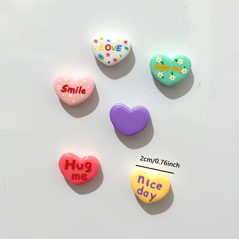 7pcs Heart-Shaped Fridge Magnets Set, Colorful Plastic Letter Magnets with Inspirational Messages, Oval-Shaped