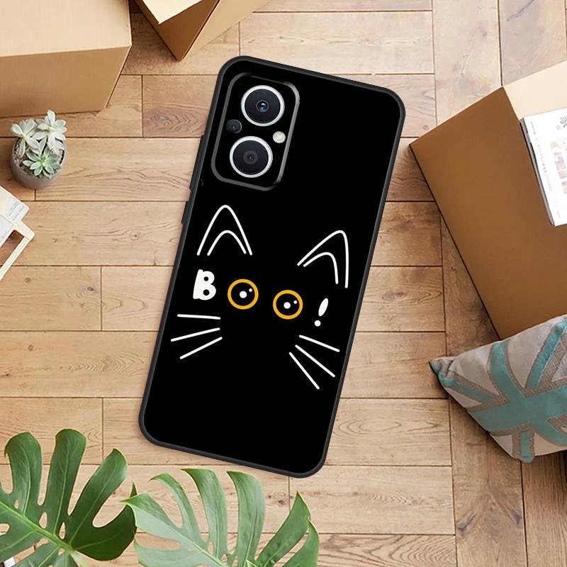 Funny Cute Cat Line Art Case For OPPO Reno 13F 14F 12F 10 11 12 13 14 Pro 7 8 Lite OPPO Find X6 X5 X8 X9 Pro Cover