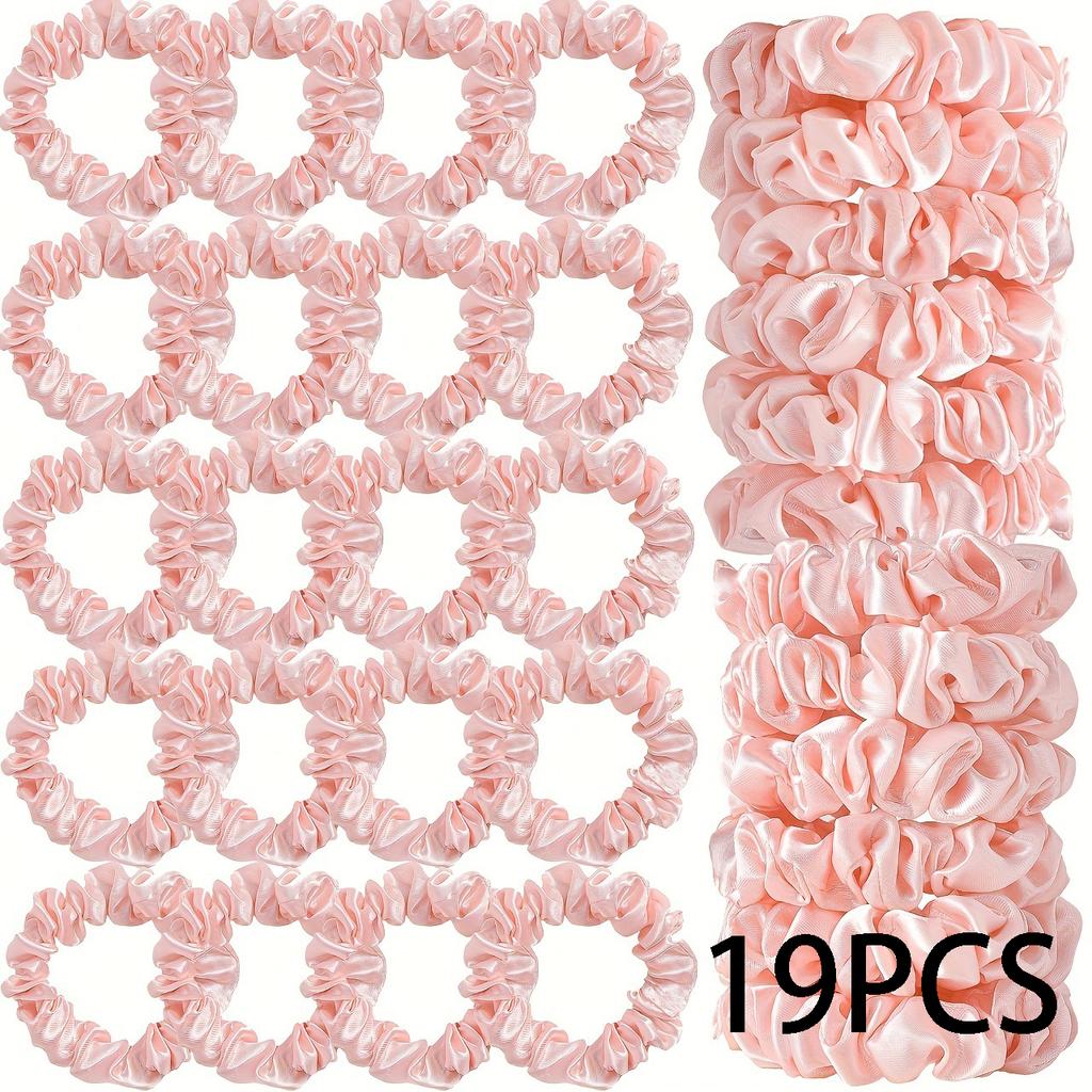 19 PCS Non-Damaging Thin Scrunchies Hair Ties for Women, Multi-Color Mix (Blondes, Brunettes, Redheads) | Minimalist