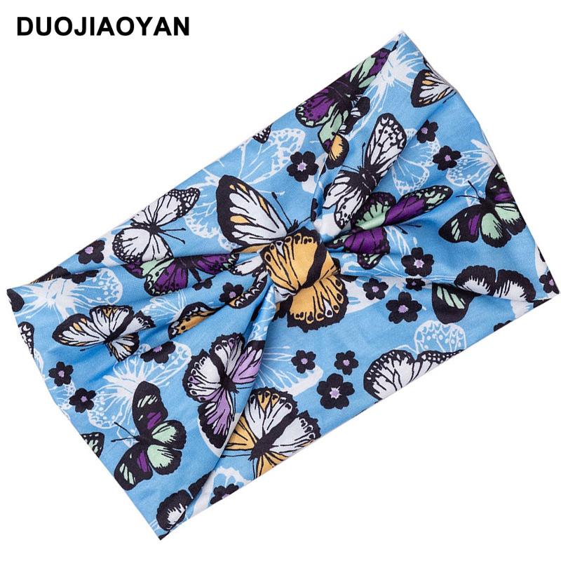 Knot Headband, Color Blocked Pattern Printed Sports Headband, Fashionable Polka Dot Wide Edge Elastic Headband