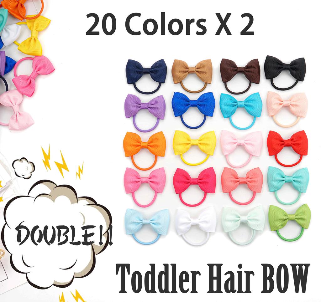 40PCS Baby Girls Hair Bows Tie 2.75"(7cm) Grosgrain Ribbon Bows Rubber Band Ribbon Hair Bands For Girl Teens Kid Infant Toddler