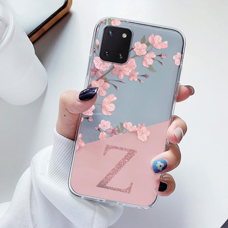 

For Samsung Galaxy Note 10 Lite S10 S9 Plus S10e S20 Phone Case Soft Slim Luxury A-Z Letters Back Cover Clear Bumper Transparent Samsung S9