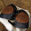 Medieval Knee Armors Nordic Vikinges Knee Brace Leather Embossed Knee Pads Knightes Leg Guards for Halloween Cosplay