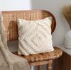 DiamondNest Tufted Cotton Cushion - Natural (40 × 40 Cm)